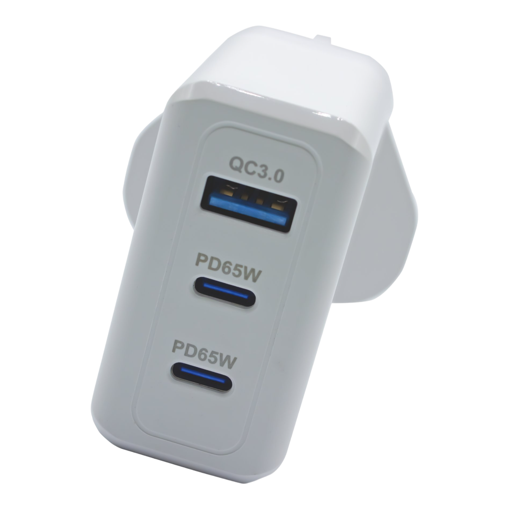 Panther Force 65W Plug with 2* C Port / 1* USB-A Port - Fast Charging for Multiple Devices - PF193 Panther Force 65W Plug with 2* C Port / 1* USB-A Port - Fast Charging for Multiple Devices - PF193